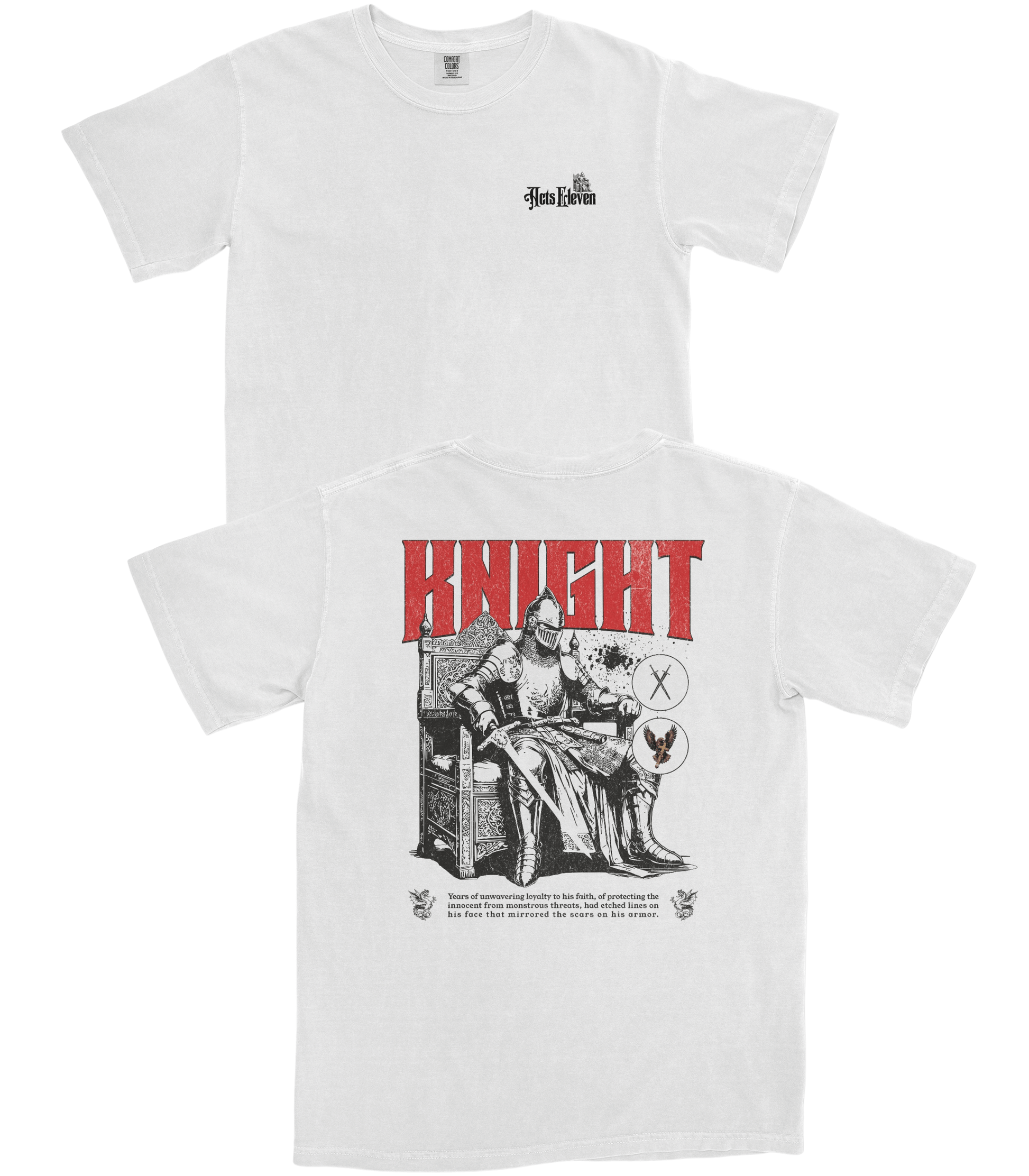 White short-sleeve t-shirt shown from both front and back. 